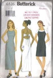6526  TIED BACK HALTER APRON DRESS,SCARF PATTERN 6-10,12-16