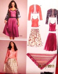 6532 CAMI TOP, BOLERO JACKET,FLARE SKIRT,SCARF PATTERN 8-18