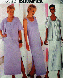 6532 LOOSE TUCK JACKET,LONG SHIFT DRESS PATTERN 6-10,12-16,18-22