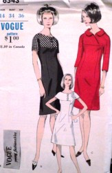 6543 1960s A-LINE YOKE SLVS/COLLAR OR NOT DRESS PATTERN  14 34