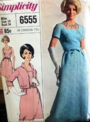 6555  66 DSGNR A-DRESS SS/SLVLSS LENGTHS,JACKET PATTERN 14 34