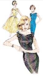 6582 RETRO 60 SHEATH-FLARE DRESS, BELT PATTERN 18-22,12-16,6-10