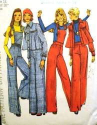 6669 UNLINED BUTTON DENIM JACKET,WIDE PANTS,BIB 74 PATTERN 14