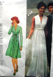 6672 Simplicity  KNEE- FLOOR DESIGNER V DRESS SLEEVES OR NOT PATTERN 10, 14, 18 CHOICE