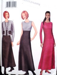 6763 BUTTERICK EZ CARDIGAN, SLEEVES OR NOT EMPIRE A-DRESS KNIT PATTERN 12-16