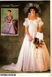 6763 Simplicity OFF SHOULDER 1984 BRIDES/ MAID FLOOR DRESS, TRAIN PATTERN 14 uncut