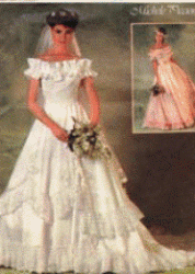 6766 SIMPLICITY BRIDES/ MAID OFF SHOULDER RUFFLE FLOOR DRESS, TRAIN PATTERN 12,14