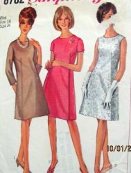 6782 1966 SEAMED A-DRESS SLEEVES OR NOT PATTERN 16 36''