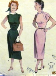 6800 50s LOVELY ASYMMETRIC SS/SLVLSS SHEATH DRESS PATTERN 16 34''