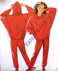 6800 STRETCH KNIT HOODIE OR COWL DOLMAN TOP,PANTS PATTERN 8-18