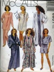6801 BELTED ROBE,TUNIC,TOP,BOTTOMS PJ PATTERN L-XL