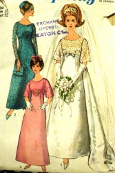 6825 66 EMPIRE BRIDES/MAID DRESS/EVE GOWN,TRAIN PATTERN 12,14