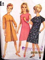 6865 1965 TENT YOKE DRESS SLEEVES OR NOT PATTERN 14 34