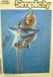 6874 SIMPLICITY  14'' NITE CAP MOON BABY DOLL @ HAIR, STAR 1985 PATTERN