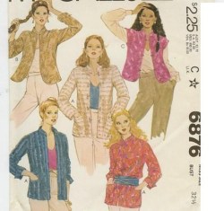6876   MCCALLS  1979 LINED MANDARIN JACKET SLEEVES OR NOT PATTERN 12, 6 or 8 CHOICE