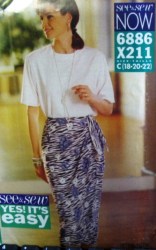 6886 EZ PULLOVER SS TOP,LONG WRAP TIE SKIRT PATTERN 18-22