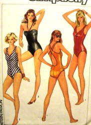 6887 1985 OH LA LA 1 PC STRETCH KNIT SWIMSUITS PATTERN 10-14