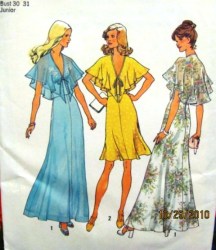 6898 Simplicity MIDRIFF FLARE DRESS LENGTHS, CAPE COLLAR PATTERN Junior Size 5,7 30-31- or size  10 32.5" or 12 34'' B choice