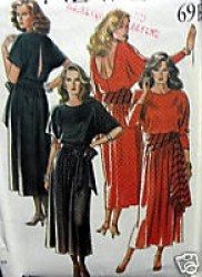 6919 New Look EXOTIC DOLMAN FLARE OPEN BACK DRESS, SASH PATTERN 8-18