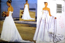 6925 STRAPLESS BRIDE DRESS, PETTICT, TRAIN, STOLE PATTERN 6-16