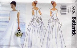 6926 BUTTERICK DROP WAIST OFF SHOULDER BRIDE FLOOR DRESS, BUSTLE PATTERN 6-22 3 SIZES CHOICE UNCUT