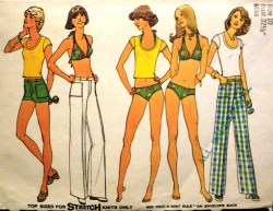 6944 75 HIP HUGGER FLARES,SHORTS,BIKINI, TOP PATTERN 10 32 1/2
