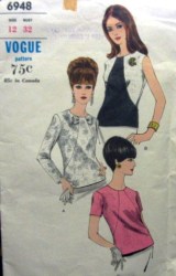 6948 1960s SEMI-FIT OVERBLOUSE SLVS OR NOT PATTERN 12 32''