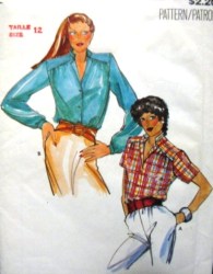6951 SS-LS BUTTON YOKE LAPEL BLOUSE PATTERN 12