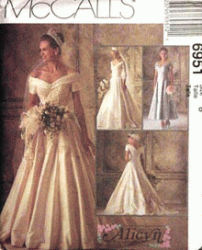 6951 MCCALLS OFF-SHOULDER BRIDES/ MAID ALICYN GOWN PATTERN 8, 10, 12, 14,.18 CHOICE