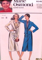 6986 MARIE OSMOND UNLINED LAPEL JACKET, SKIRT PATTERN  8-12