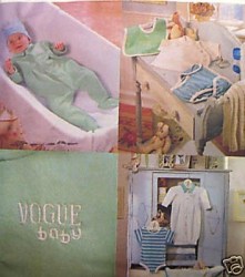 7002 VOGUE NEWBORN -MEDIUM BABY GOWN, JUMPSUIT, ROMPER, HAT, BIB, TOWEL PATTERN