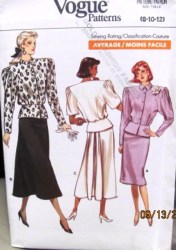 7011 VOGUE 87 BLOUSON PEPLUM SS-LS TOP, SKIRT PATTERN 8-12 or 14-18 choice
