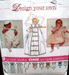 7024 DESIGN YR 9 CHRISTENING,DRESS,ROMPER BABY PATTERN NB-LG
