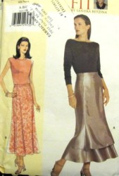 7025 EZ VOGUE BETZINA LONGER FIT FLARE SKIRT,  OVERSKIRT PATTERN DEF OR GHIJ UNCUT CHOICE