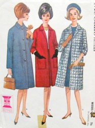 7027 MCCALLS 1963 BUTTONS OR NOT COLLAR COAT PATTERN 14 34''B UNCUT