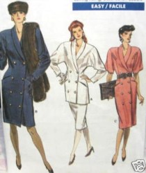 7037 VOGUE 2 BREASTED DRESS, TUNIC, SKIRT 1987 ez PATTERN 14-18 UNCUT