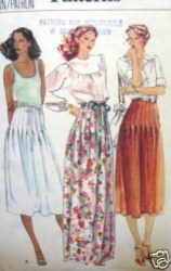 7041 VOGUE LONG FLARE TUCK SKIRT LENGTHS, BELT  70S PATTERN 25'' WAIST UNCUT