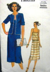 7058 STRETCH KNIT CAMI DRESS, BUTTON JACKET PATTERN 14