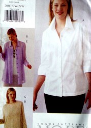 7062 VOGUE EZ BLOUSE LENGTHS, TUNIC, CAMISOLE PATTERN 14-24, 20w-22w; 26-30W choice