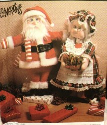 7067 SIMPLICITY  20'' SOFT SCULPTURE MR. MRS SANTA CLAUS DOLLS, OUTFITS PATTERN