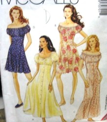 7070 MCCALLS OFF SHOULDER PEASANT BUTTON DRESS, JUMPSUIT, ROMPER PATTERN  size 4