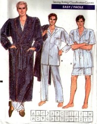 7079 VOGUE  EZ MR LOUNGE ROBE, PJ TOP,  BOTTOMS, TRANSFER PATTERN XS-XL 2 SIZES CHOICE UNCUT