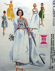 7082 MCCALLS BRIDES/ MAID DRESS LENGTHS,TRAIN ,JACKET 1963 PATTERN 10, 12, 14