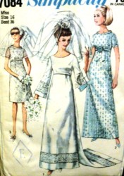 7084 67 BRIDES/MAIDS SS-LS DRESS LENGTHS,TRAIN PATTERN 16, 14