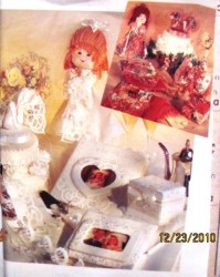 7086 WEDDING BELLS CAKE TOP, ALBUM COVER, PEW BOWS, DOLL PATTERN