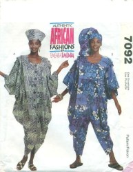 7092 TRIBAL AFRICAN BUTTON DRESS,JUMPSUIT PATTERN 6-22