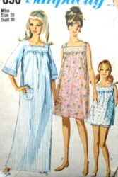 7096 Simplicity NIGHTGOWN 3 LENGTHS, PANTIES `1967 PATTERN 16 36'', 12 32'' choice