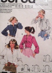 71064 Burda VINTAGE PUFFY LONG SLEEVE BUTTON  BLOUSES PATTERN 10-14 36-40 sealed