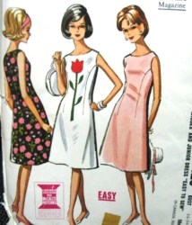 7129 63 UNCUT SLEEVELESS FLARE DRESS,TULIPS PATTERN 13-14 33-34''