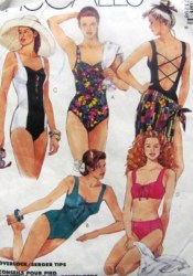 7129 MCCALLS  1-2 PC LACED SWIM BATHING SUIT,  PAREO PATTERN 24 UNCUT